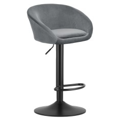 Scaun de bucatarie/bar, Artool, East, rotativ, catifea, gri si negru, 53x46x81-103 cm
