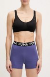Puma pantaloni scurți de antrenament Strong culoarea violet, cu imprimeu, high waist, 526002