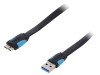 Cablu Vention OTG USB 3.0 Flat Negru, 2m, Mufa USB A la Micro USB B