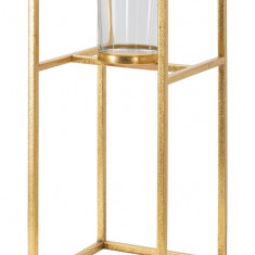 Suport lumanare Elegant, Mauro Ferretti, 15x15x25 cm, fier, auriu