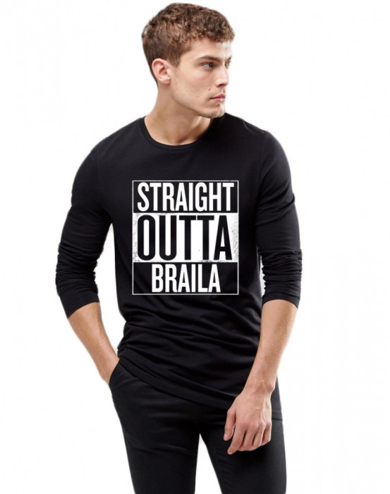 Bluza barbati neagra - Straight Outta Braila - S