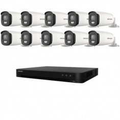 Sistem de supraveghere Hikvision 10 camere 5MP ColorVu, Color noaptea 40m, DVR cu 16 canale 8MP SafetyGuard Surveillance