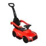 Masinuta pentru copii cu maner parental, bara de protectie, sunete si lumini, Rosu