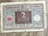 BNKSTR03DE Bancnotă Veche Germania 2 Mark 1920 (Darlehnskassenschein), Perioada Interbelică, Republica Weimar, Colecție / Numismatică