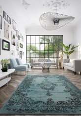 Covor Premium Belgian Model Vintage 22206-044, Marime 80 x 150 cm, Albastru, Antialergic, Polipropilena, Living, Dormitor, Sufragerie, Birou foto
