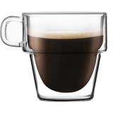 Cana sticla borosilicata 250 ml, perete dublu, stivuibila