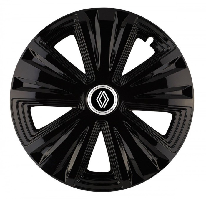 Set 4 capace roti pentru Renault Nou, model Glory Black, R15