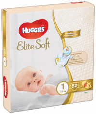 Scutece Huggies Mega Pack Elite Soft Nr.1, 3-5 kg, 82 buc foto