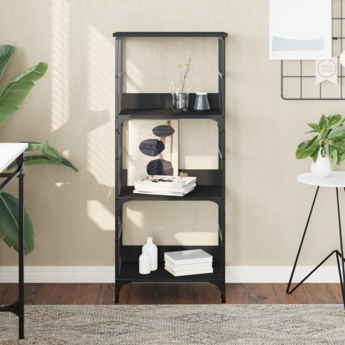 Gossi biblioteca, negru, 50x33x117,5 cm, lemn prelucrat