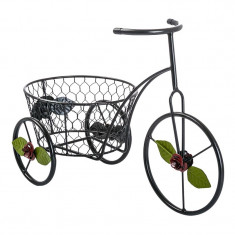 Suport pentru ghivece, 18 x 38 cm, tip bicicleta, model floral foto