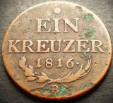 Moneda istorica EIN KREUZER - AUSTRIA, anul 1816 * cod 2348 = SLOVACIA