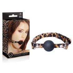 Minge gag neagra LEOPARD FRENZY SILICONE GAG BALL
