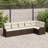 Cumpara ieftin Set de canapele pentru grădină cu pernă 6 pcs Maro Rattan poli