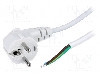 Cablu alimentare AC, 1.8m, 3 fire, culoare alb, cabluri, CEE 7/7 (E/F) &amp;#351;tecar in unghi, LIAN DUNG -