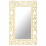 Cumpara ieftin Oglinda sculptata manual, alb, 80x50 cm, lemn masiv mango