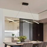 Lustra LED suspendata cu telecomanda FLUX, 80W, Lumina Rece/Calda/Neutra, Dimabila, Negru, Inaltime Reglabila, Alessandro DESIGN