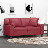 Canapea cu 2 locuri cu pernute, rosu vin 120 cm piele ecologica GartenMobel Dekor, vidaXL