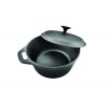 Semioala Cooking Heinner, 24 x 10.8 cm, 3.8 L, fonta, capac, interior emailat, Negru