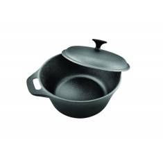 Semioala Cooking Heinner, 24 x 10.8 cm, 3.8 L, fonta, capac, interior emailat, Negru