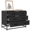 VidaXL Dulap cu sertare, negru, 70x41x56 cm, lemn compozit