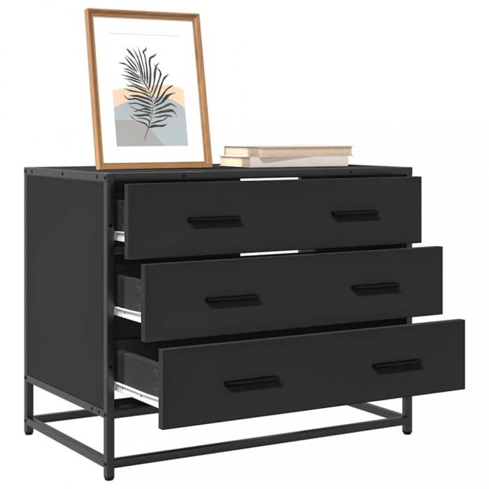 vidaXL Dulap cu sertare, negru, 70x41x56 cm, lemn compozit