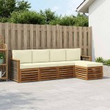 vidaXL Set de canapele de exterior cu pernă 5 pcs Natural și Crem 3384226