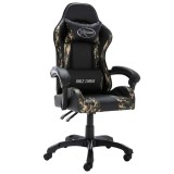 Scaun Gaming vidaXL, Piele Ecologică, Negru/Camuflaj, &Icirc;nălțime Ajustabilă, Pivotant 360&deg;, Suport Lombar/Cap