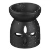 Suport Ulei Parfumat Ceramic, Model Floare Perforată, Negru Mat, 6.5x8cm, Oem