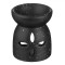 Suport Ulei Parfumat Ceramic, Model Floare Perforată, Negru Mat, 6.5x8cm