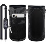 Cumpara ieftin Husa pentru sticla de apa de 2 l si buzunar pentru telefon, 23.4 x 10.9 cm, textil, polistiren, negru, gri