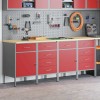 VidaXL Dulap de lucru cu sertar 4 pcs Roșu și gri 200 x 55 x 85 cm