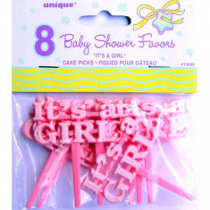 Decoratiuni botez roz Its a Girl din plastic set 8 buc foto