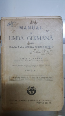 Emil Flavian, Manual de limba germană, Clasa a VII-a liceală, Ediția I, 1931 026 foto