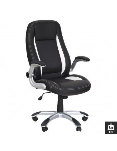 Scaun directorial HM SATURN, Cadru Polipropilena, Piele ecologica, Cotiere ajustabile, Mecanism de balansare, 120 Kg, Negru