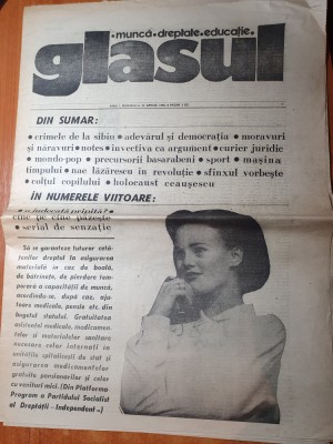 ziarul glasul 24 aprilie 1990-nae lazarescu in revolutie,crimele de la sibiu foto