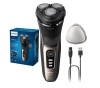 Aparat de ras Philips S3242/12, 3 lame, otel, autonomie 90 min, acumulator, trimmer, negru/gri