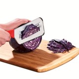 Cumpara ieftin Cutit pentru tocat legume si varza fasii, lungime 29.5 cm, din metal, cu maner antialunecare, argintiu