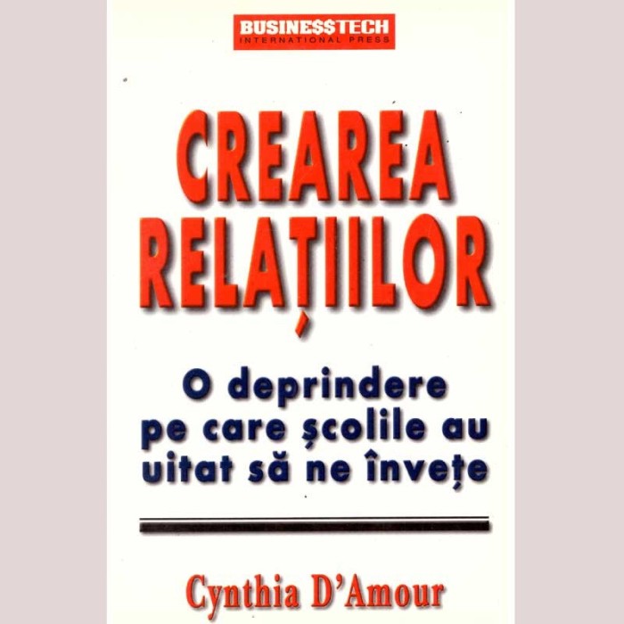 Cynthia D&#039;Amour - Crearea relatiilor. O deprindere pe care scolile