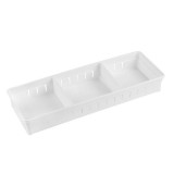 Organizator sertar din plastic cu 3 compartimente, Alb, 36x13x6 cm