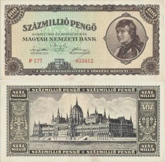 1946 ( 18 III ) , 100,000,000 pengő ( P-124 ) - Ungaria - stare XF