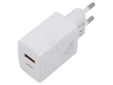 Alimentator plug-in BASEUS 5-12V 20W USB C și USB A alb