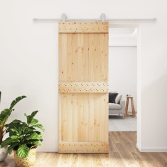 vidaXL Ușă glisantă cu set de feronerie 80x210 cm, lemn masiv de pin foto