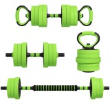 SPORTNOW Set Greutăți Sala de Sport 4 &icirc;n 1 de 20kg, Convertibil &icirc;n Kettlebell, 2 Gantere, Bară de Haltere și Suport pentru Flotări, Verde | Aosom Roma
