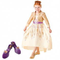 Set Costum Disney Printesa Anna, Regatul de gheata 2, Frozen 2, marime S, 3 - 4 ani si sandalute cauciuc foto