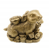 Statueta feng shui iepure cu broasca raioasa si ru yi 10cm, Stonemania Bijou