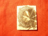 Timbru Brazilia 1866 Rege Pedro II , nedantelat 200r stampilat