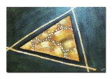 Cumpara ieftin Tablou abstract pictat manual, Triunghi, 90x60cm ulei pe panza in relief efect 3D, gata de agatat pe perete