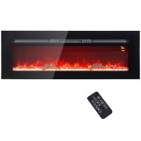 HOMCOM Șemineu Electric &Icirc;ncastrabil cu Telecomandă, Flacără Reglabilă, Temporizator și Termostat, 127x15,8x45 cm, Negru | Aosom Romania
