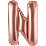 Balon folie metalizata litera n, flippy, 80 cm, umflati cu heliu sau aer, ambalaj individual, pai inclus, rose gold