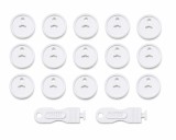 Cumpara ieftin Set 15 Protectii pentru Prize cu 2 Chei de Deblocare, Sistem Siguranta Copii, Capace Protectie ABS, Alb, 3.7 x 2.3 cm